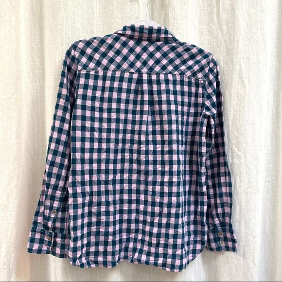 J. Crew Pink Teal Popover Plaid - Picture 2 of 11